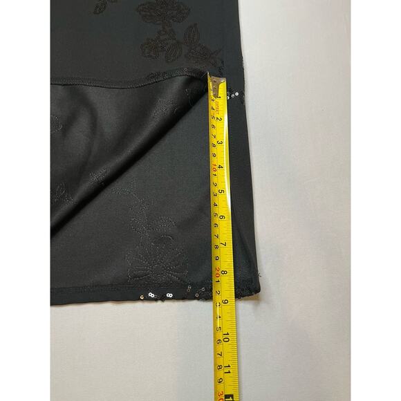 Black Skirt Sequin Detail Cocktail Skirt With Slit Size Medium - Picture 6 of 8